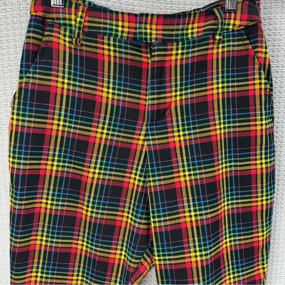 Hot Topic Rainbow Plaid Women’s Tapered Pants Sz Small Grunge Pride Y2K Emo Punk - Picture 2 of 7
